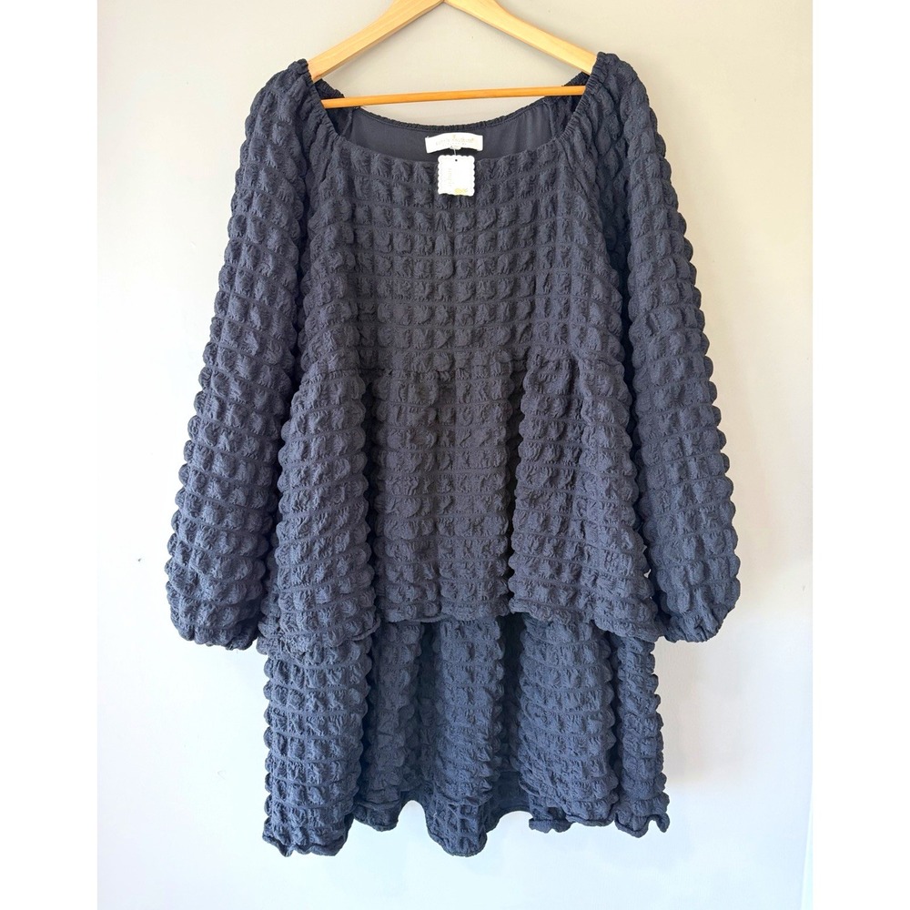 Simply Southern Women's Black Textured Long Sleeve Dress Size L NWT